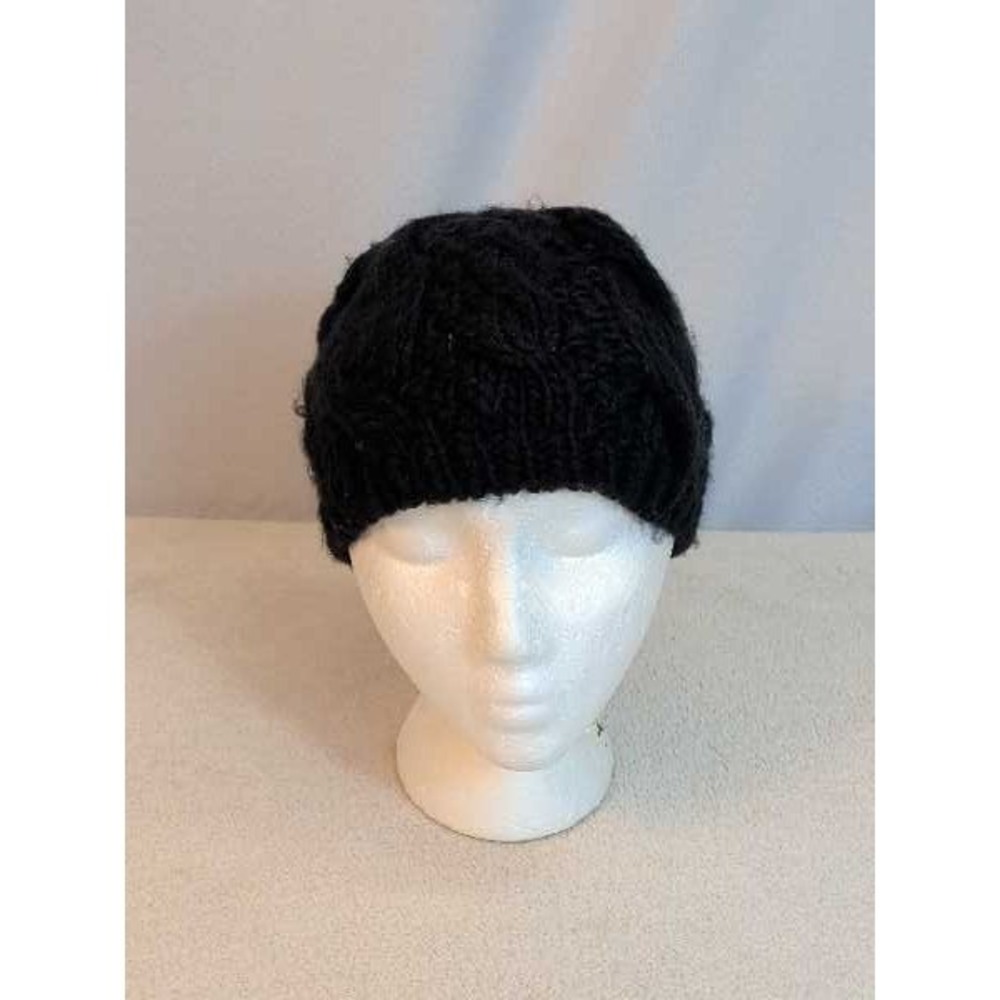 Faded Glory Black Cable Knit Beanie Hat Womens One Size Warm Winter